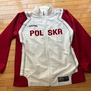 Vintage 90s 2000s Spalding Poland Basketball Potential Team Issue Red Jacket XXL